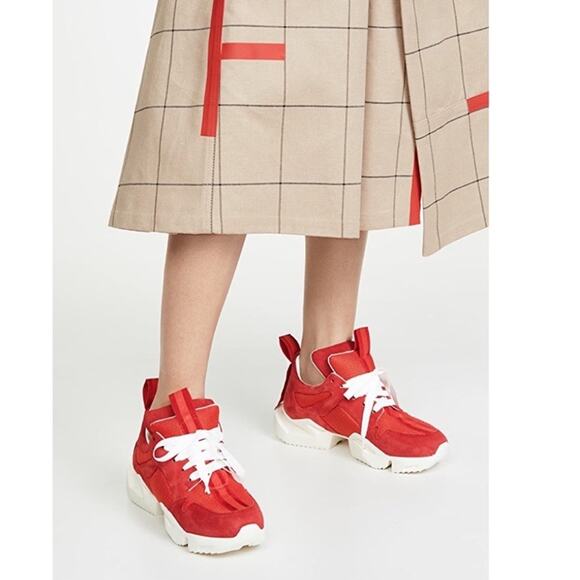 New Unravel Project Double Tongue Sneakers in Red Leather Women's Size EU 36 - Picture 11 of 11